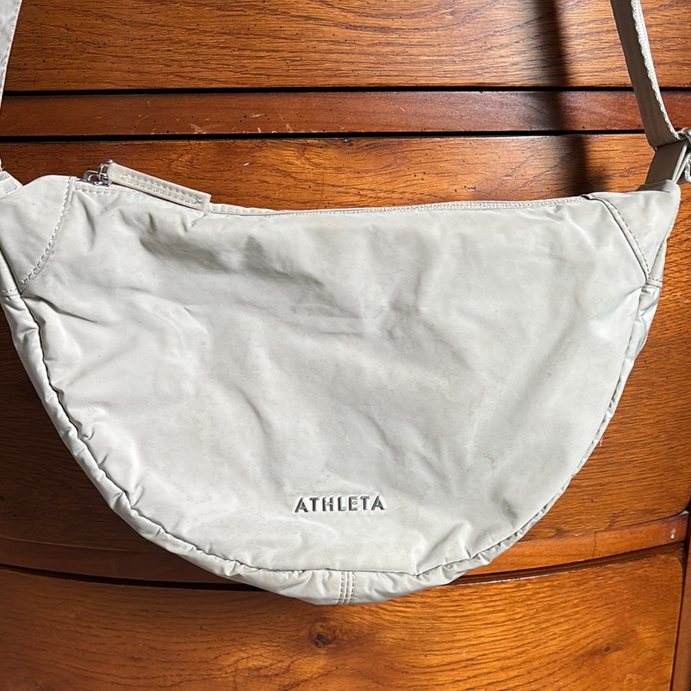Athleta Cream Crescent Crossbody Bag